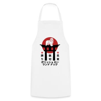 Style Kanji polonais des plaines japonaises pour les amoureux des chiens - Tablier de cuisine - blanc - Devant - AI Model Male 185 dark (185cm)