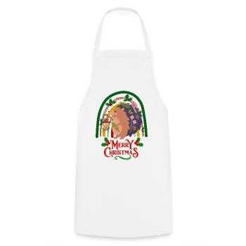 Christmas Hedgehog wishes Merry Christmas - Cooking Apron - white - Front - AI Model Male 185 dark (185cm)
