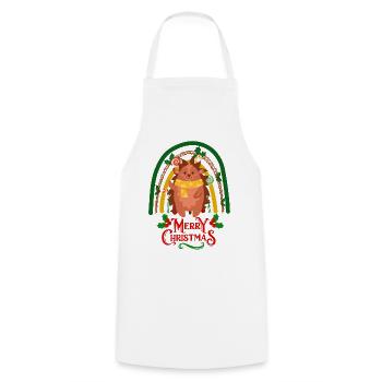 Christmas Hedgehog wishes Merry Christmas - Cooking Apron - white - Front - AI Model Male 185 dark (185cm)