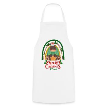 Christmas Bear wishes Merry Christmas - Cooking Apron - white - Front - AI Model Male 185 dark (185cm)