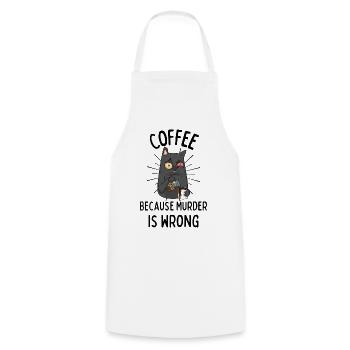 Coffee Cat funny saying Coffee Murder wrong - Cooking Apron - white - Front - AI Model Male 185 dark (185cm)