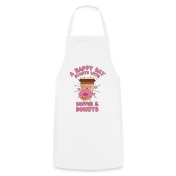 Donut café café kawaii Drôle de dicton - Tablier de cuisine - blanc - Devant - AI Model Male 185 dark (185cm)