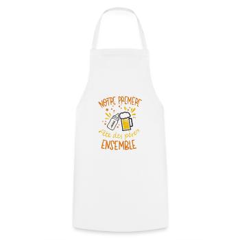 premiere fete des peres ensemble - Tablier de cuisine - blanc - Devant - AI Model Male 185 dark (185cm)