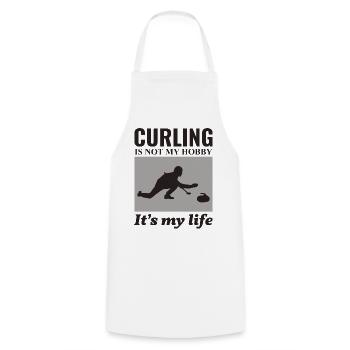 Curling Sweeping Fan Winter Ice Sport Curler Drôle - Tablier de cuisine - blanc - Devant - AI Model Male 185 dark (185cm)