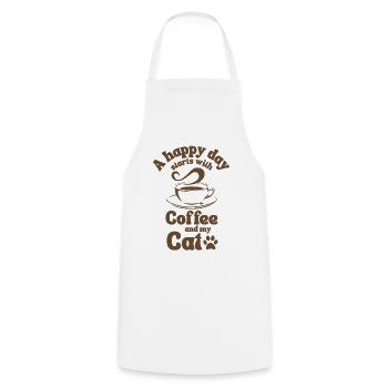 Amateur de chat de café - Tablier de cuisine - blanc - Devant - AI Model Male 185 dark (185cm)