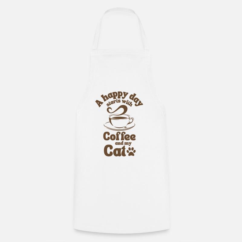 Amateur de chat de café - Tablier de cuisine - blanc