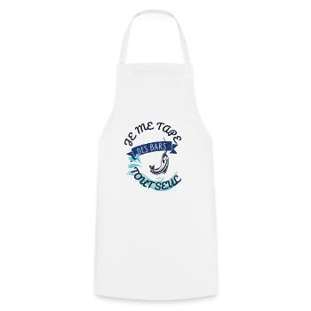Je me tape des bars tout seul - Cadeau Humour Anni - Tablier de cuisine - blanc - Devant - AI Model Male 185 dark (185cm)