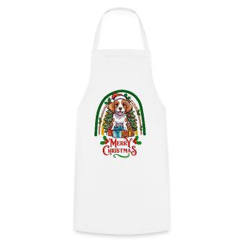 Brittany Spaniel Christmas Brittany Dog - Cooking Apron - white - Front - AI Model Male 185 dark (185cm)