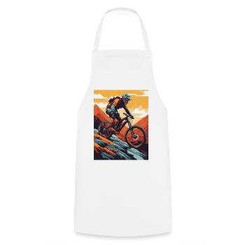 Délices de descente : aventure en vélo de montagne - Tablier de cuisine - blanc - Devant - AI Model Male 185 dark (185cm)