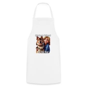 My best friend is my dog - girl - Cooking Apron - white - Front - AI Model Male 185 dark (185cm)