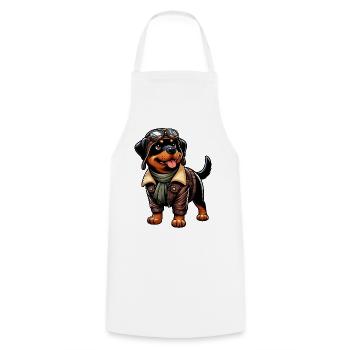 Conception du pilote Rottweiler - Tablier de cuisine - blanc - Devant - AI Model Male 185 dark (185cm)