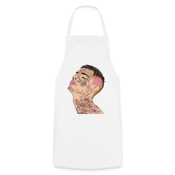 Floral Inked Portrait for Modern Fashion - Cooking Apron - white - Front - AI Model Male 185 dark (185cm)