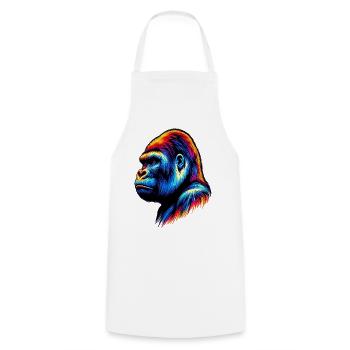 Gorilla - Kochschürze - Weiß - Vorne - AI Model Male 185 dark (185cm)