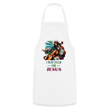 Je joue du violoncelle pour Jesus (musique pour - Tablier de cuisine - blanc - Devant - AI Model Male 185 dark (185cm)