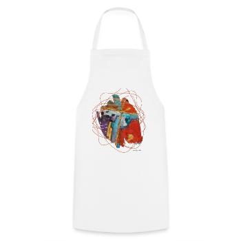 Un art abstrait vibrant aux lignes chaotiques - Tablier de cuisine - blanc - Devant - AI Model Male 185 dark (185cm)
