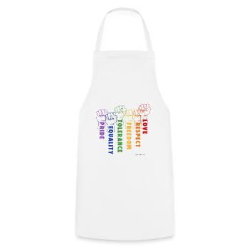 Solidarité et fierté - Tablier de cuisine - blanc - Devant - AI Model Male 185 dark (185cm)