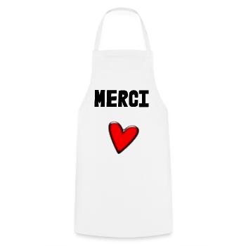 MERCI. MAÎTRESSE. MAÎTRE. MERCI MAÎTRESSE - Tablier de cuisine - blanc - Devant - AI Model Male 185 dark (185cm)