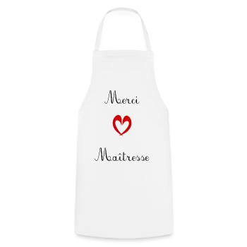 MISTRESS. THANK YOU. THANK YOU MISTRESS. GIFT - Cooking Apron - white - Front - AI Model Male 185 dark (185cm)