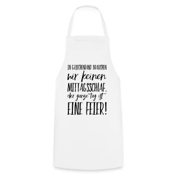 Funny Greek Saying Greece Gift - Cooking Apron - white - Front - AI Model Male 185 dark (185cm)