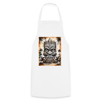 Masque Tiki Asie Art - Tablier de cuisine - blanc - Devant - AI Model Male 185 dark (185cm)