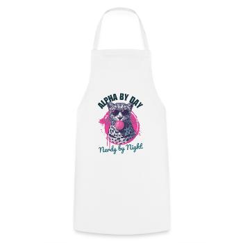 Leopard with sunglasses and pink bubblegum - Cooking Apron - white - Front - AI Model Male 185 dark (185cm)