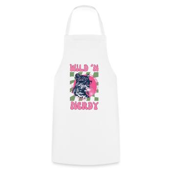 Leopard with sunglasses and pink bubblegum - Cooking Apron - white - Front - AI Model Male 185 dark (185cm)