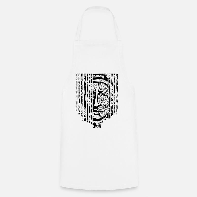 "Mystique Moderne - Éclats d'Art Noir et Blanc" - Tablier de cuisine - blanc