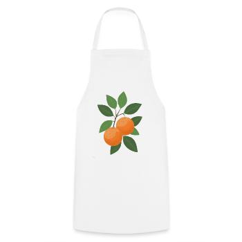 Two oranges on a branch - Cooking Apron - white - Front - AI Model Male 185 dark (185cm)
