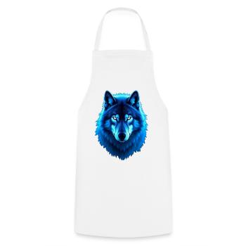 Lueur loup bleu - Tablier de cuisine - blanc - Devant - AI Model Male 185 dark (185cm)
