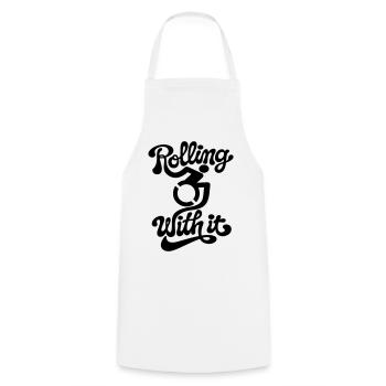 Rolling with it in my wheelchair # - Cooking Apron - white - Front - AI Model Male 185 dark (185cm)