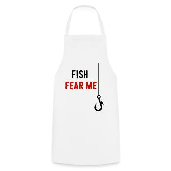 Fish Fear Me - Cooking Apron - white - Front - AI Model Male 185 dark (185cm)