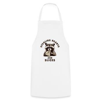 Raton laveur mangeant de la pizza - Tablier de cuisine - blanc - Devant - AI Model Male 185 dark (185cm)