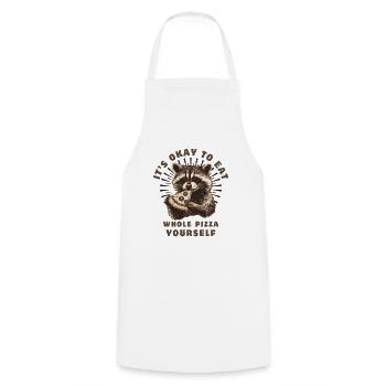Waschbär isst Pizza - Kochschürze - Weiß - Vorne - AI Model Male 185 dark (185cm)