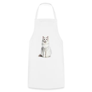 White Beautiful Cat – Good Pet Edition - Cooking Apron - white - Front - AI Model Male 185 dark (185cm)