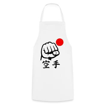 Karate Faust / Fist - Cooking Apron - white - Front - AI Model Male 185 dark (185cm)