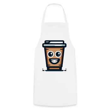 Joyful Coffee Cup Illustration - Cooking Apron - white - Front - AI Model Male 185 dark (185cm)