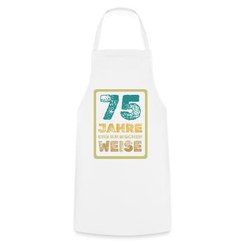 Weisheit 75 - Kochschürze - Weiß - Vorne - AI Model Male 185 dark (185cm)