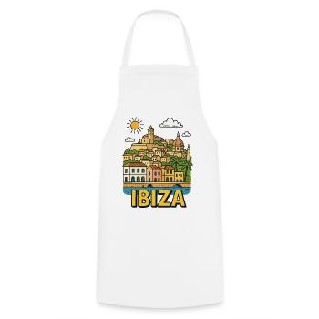 ibiza-stadt-skyline - Kochschürze - Weiß - Vorne - AI Model Male 185 dark (185cm)