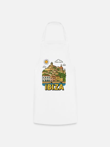 ibiza-stadt-skyline - Kochschürze - Weiß