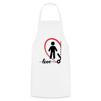 Minimalistisches Liebesdesign Links Halbes Herz - Kochschürze - Weiß - Vorne - AI Model Male 185 dark (185cm)