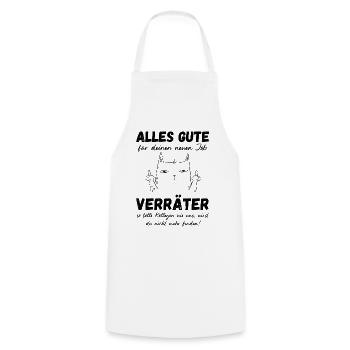 Chat traître Collègues Collègues Adieu - Tablier de cuisine - blanc - Devant - AI Model Male 185 dark (185cm)