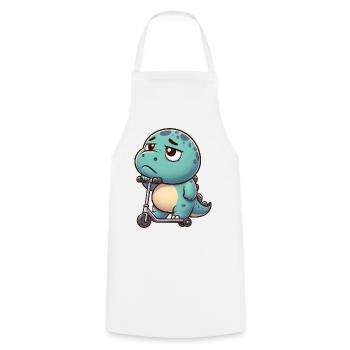 Cute Dino Trex Scooter Cartoon Boredom - Cooking Apron - white - Front - AI Model Male 185 dark (185cm)