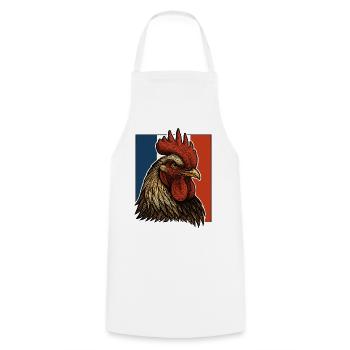 Coq flamboyant bleu blanc rouge - France Patriote - Tablier de cuisine - blanc - Devant - AI Model Male 185 dark (185cm)