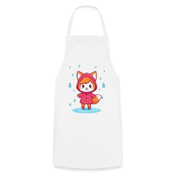 Kleiner Chibi-Fuchs im Regenmantel - Kochschürze - Weiß - Vorne - AI Model Male 185 dark (185cm)
