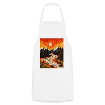 Sonnenuntergang am Waldrand mit Fluss - Kochschürze - Weiß - Vorne - AI Model Male 185 dark (185cm)