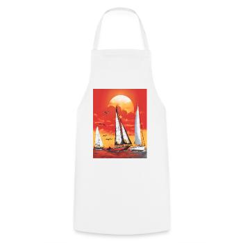 Sunset with sailboat - Cooking Apron - white - Front - AI Model Male 185 dark (185cm)
