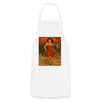 Woman in the dance of the night - Cooking Apron - white - Front - AI Model Male 185 dark (185cm)
