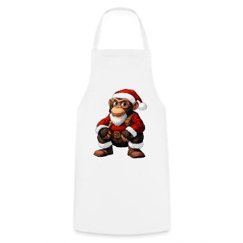 Singe Noël - Tablier de cuisine - blanc - Devant - AI Model Male 185 dark (185cm)