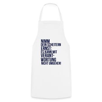 À propos de la folie : Prenez votre échec au sérieux - Tablier de cuisine - blanc - Devant - AI Model Male 185 dark (185cm)
