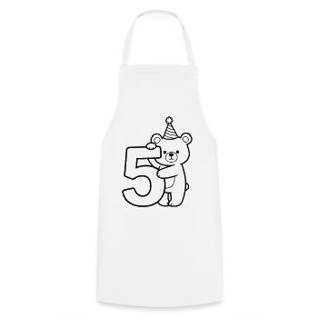 Party Bear with Number 5 Cartoon Illustration - Cooking Apron - white - Front - AI Model Male 185 dark (185cm)